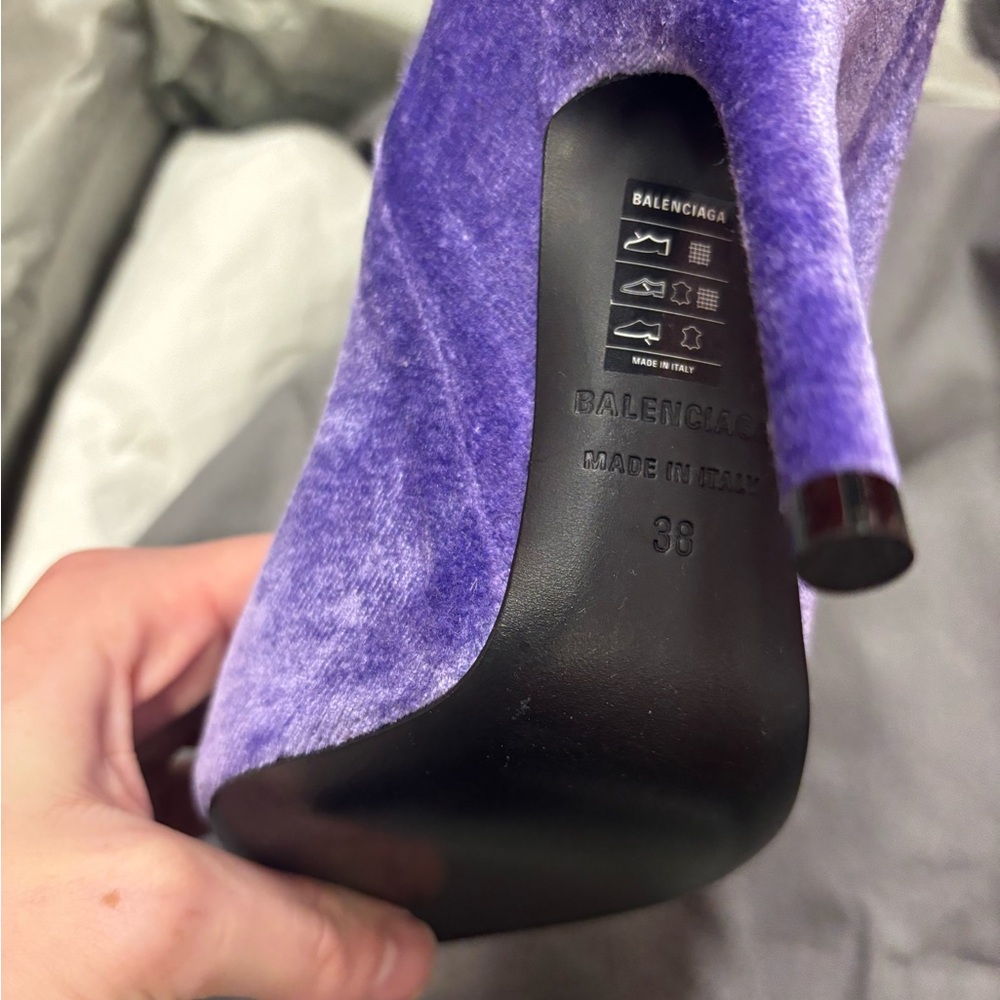 Balenciaga Women's Purple Velvet Sock Knife Boots - Picture 4 of 10
